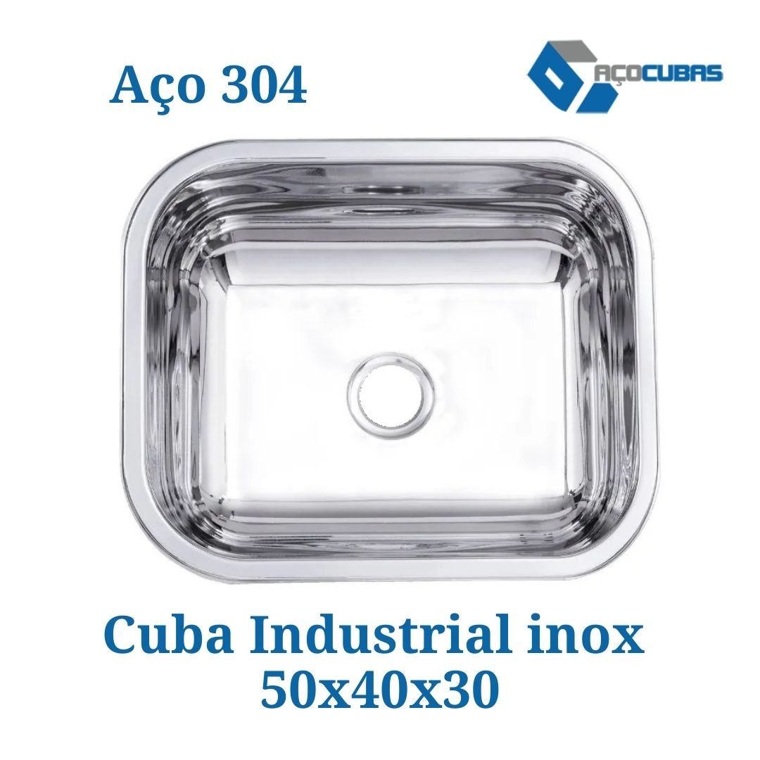 Cuba Industrial 50x40x30 Aço Cubas Inox 304 - 3