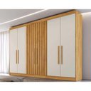 Ver imagem 1 de Guarda Roupa 6 Portas Potente C/6 Gavetas e C/ 2 Ripadas Peroba/off White - Europa