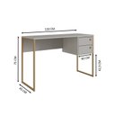 Ver imagem 3 de Escrivaninha Mesa Escritório com Medidas de X Retrô 2 Gavetas 120cm Industrial Arena e Champagne Cinza