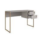 Ver imagem 4 de Escrivaninha Mesa Escritório com Medidas de X Retrô 2 Gavetas 120cm Industrial Arena e Champagne Cinza