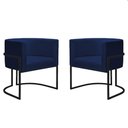 Ver imagem 3 de Kit 4 Poltronas Reforçada Decorativa Sala Nayara Base Ferro Preto Suede Azul Marinho