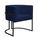 Ver imagem 5 de Kit 4 Poltronas Reforçada Decorativa Sala Nayara Base Ferro Preto Suede Azul Marinho