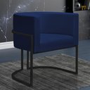 Ver imagem 2 de Kit 4 Poltronas Reforçada Decorativa Sala Nayara Base Ferro Preto Suede Azul Marinho