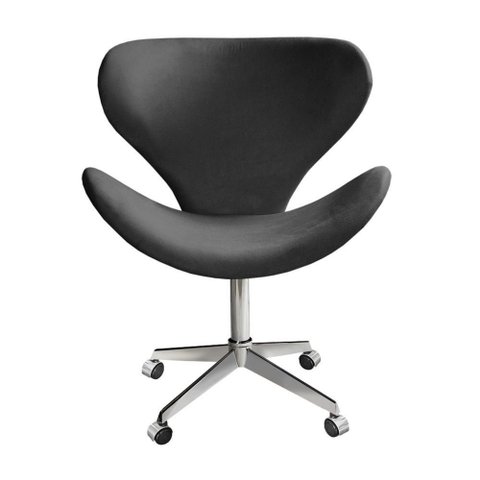Poltrona Isis Giratória com Rodinhas Decorativa Veludo Confortável Cinza 220 Bella Decor