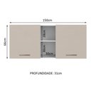 Ver imagem 3 de Armário Aéreo 150 Cm 2 Portas e 2 Nichos Branco/crema Agata Madesa