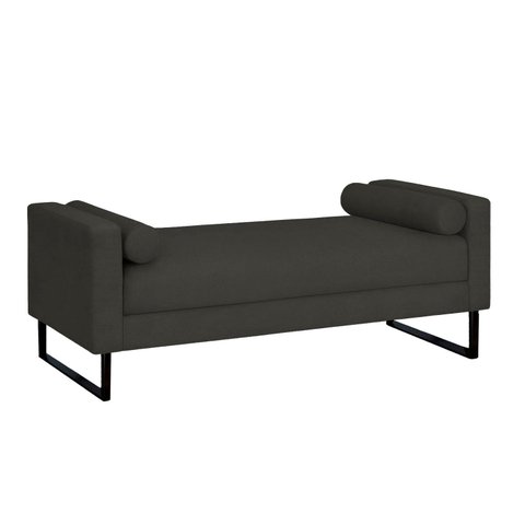 Recamier Berlim Base Metal 1,20m Linho Preto - Inova Decorações 