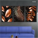 Ver imagem 2 de Kit 03 Quadros Decorativos - Natureza Folhas Bronze Marmore Flnt052 - Tela Canvas - 60x80cm