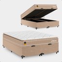 Ver imagem 1 de Cama Box Baú Casal Bipartido + Colchão Life D33 Pillow Top 61x138x188cm - Bege - e-Shop Casa