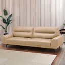 Ver imagem 1 de Sofá Decorativo Ashton 3 Lugares Sala de Estar 216cm Pés em Aço Couro Nude G88 - Gran Belo