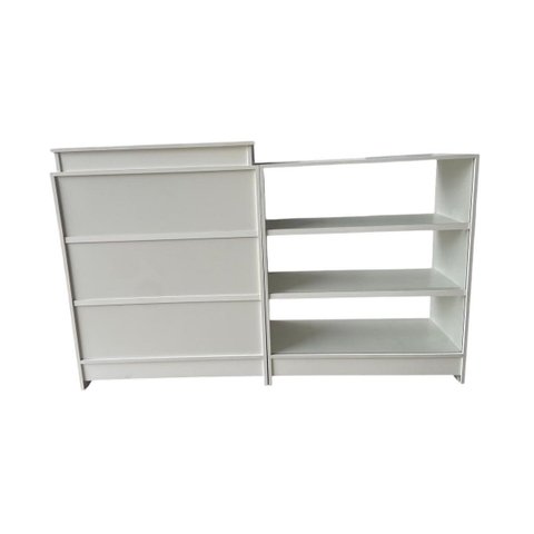 Balcão Caixa e Expositor Vidro 100% Mdf Lojas e Comércios Branco - Suprema Móveis