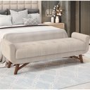 Ver imagem 2 de Puff Recamier Decorativo com Pés em Madeira 160 cm Itália P05 Linho Creme - Lyam Decor