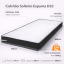 Ver imagem 2 de Colchão Solteiro Espuma D33 Bordado 188x88x14cm Antialérgico