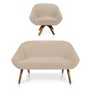 Ver imagem 1 de Kit 01 Namoradeira 02 Lugares e 01 Poltrona Giratória Giovana Suede Base Madeira MM30 - D’Rossi - Be