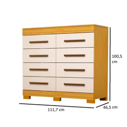 Comoda Nalu 08 Gavetas 100% Mdf - Nature/off White - Acp - 3