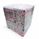 Ver imagem 4 de Puff Banqueta Quadrado Cubo Decorativo Courino e Suede Frases Rosa Courino