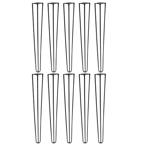 Kit 10 Pés de Metal 60 CM Hairpin Legs Mesa de Canto Aparador Preto