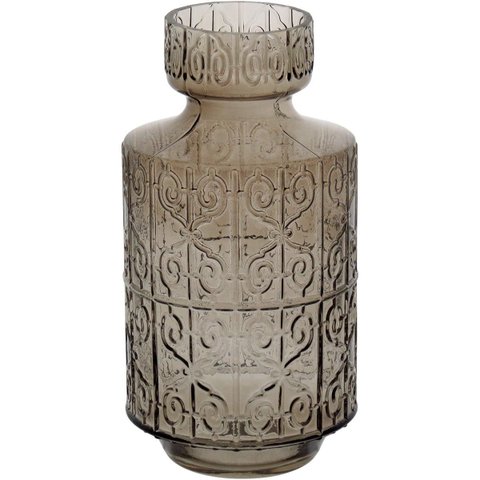 Vaso Decorativo Enfeite Casa Home&Co 31x16x16cm Vidro Cinza