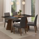 Ver imagem 1 de Conjunto Sala de Jantar Mesa Tampo de Vidro 4 Cadeiras Madesa Rustic-preto-silver