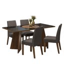 Ver imagem 2 de Conjunto Sala de Jantar Mesa Tampo de Vidro 4 Cadeiras Madesa Rustic-preto-silver