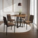 Ver imagem 1 de Conjunto de Jantar Mesa Mônaco 90cm Tampo Imbuia com 4 Cadeiras Estofadas Marrom - Cor: Preto