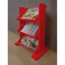 Ver imagem 1 de Revisteiro De Piso Chão Porta Revistas Livros Vermelho Laca