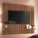 Ver imagem 1 de Painel Tv 60 Pol 160cm Suspenso Ripado Link Castanho - Hb Móveis
