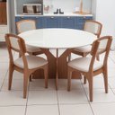 Ver imagem 4 de Mesa de Jantar Redonda 1,35m com Tampo de Vidro Dalla Costa Cor:off White com Freijó