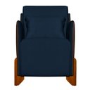 Ver imagem 2 de Kit 2 Poltronas Composê Heloisa Couro Marrom Veludo Azul Marinho