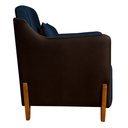 Ver imagem 3 de Kit 2 Poltronas Composê Heloisa Couro Marrom Veludo Azul Marinho
