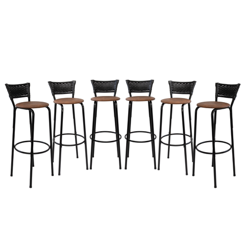 Kit 6 Cadeiras Alta 80cm para Balcão Ilha Bancada Área Gourmet Bar Piscina Banqueta Itagold