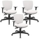 Ver imagem 1 de Kit 03 Cadeiras de Escritório Executiva Office Giratória Preto Baixa Flexi P03 Vinil Branco - Lyam L