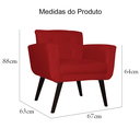Ver imagem 2 de Poltrona Decorativa Sala e Recepção Geovana Suede Vermelho - LM DECOR