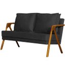 Ver imagem 3 de Kit 1 poltrona Marilia + Namoradeira Marilia Recepção - Suede Preto
