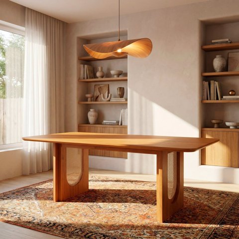 Mesa de Jantar Retangular 8 Lugares 210cm Tali CabeCasa MadeiraOriginals Marrom Cinamomo