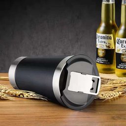 Copo Termico para Cerveja Cafe Cha em Inox com Tampa e Abridor de Cerveja 473ml - 3