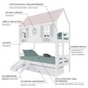 Ver imagem 4 de Beliche Casinha Bela com Coração 2 Gavetas Kit Escada/escorregador - Madeira Maciça Branco/rosa/