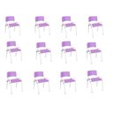 Ver imagem 2 de Kit 12 Cadeira Iso Infantil Creche, Escola Base Branco Lilas
