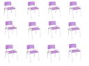 Ver imagem 2 de Kit 12 Cadeira Iso Infantil Creche, Escola Base Branco Lilas