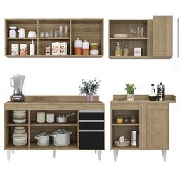 Armário de Cozinha Modulado de Canto Esquerdo 4 Peças Cp50 Balcão com Tampo Castanho/preto - Lumil L - 6 Armário de Cozinha Modulado de Canto Esquerdo 4 Peças Cp50 Balcão com Tampo Castanho/preto - Lumil L - 6