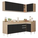 Ver imagem 1 de Armário de Cozinha Modulado de Canto Esquerdo 4 Peças Cp50 Balcão com Tampo Castanho/preto - Lumil L