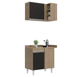 Armário de Cozinha Modulado de Canto Esquerdo 4 Peças Cp50 Balcão com Tampo Castanho/preto - Lumil L - 9 Armário de Cozinha Modulado de Canto Esquerdo 4 Peças Cp50 Balcão com Tampo Castanho/preto - Lumil L - 9