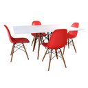 Ver imagem 1 de Conjunto de Mesa de Jantar Retangular 120x75 Tampo de Madeira Branco com 4 Cadeiras Ver