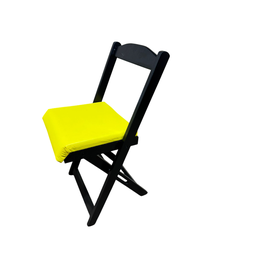 Conjunto Mesa Dobrável com 4 Cadeiras Preto Estofado Amarelo Kit Bar Restaurante - 4