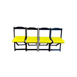 Conjunto Mesa Dobrável com 4 Cadeiras Preto Estofado Amarelo Kit Bar Restaurante - 3