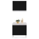 Ver imagem 4 de Armário Aéreo Califórnia e Balcão Hawai 80cm com Tampo Branco/preto - Lumil Móveis