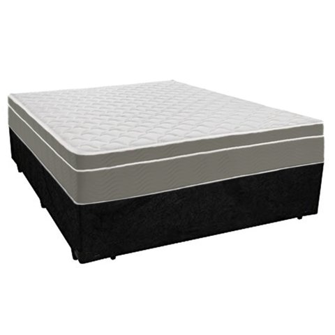 Cama Box Casal Suede + Colchão Sereneprime Molas Ensacadas 138x188x65 Preto