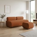 Ver imagem 1 de Sofá 3 Lugares e Puff para Sala Orgânico Nara Base Fixa Moderno Bouclê D03 - D'Rossi
