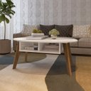 Ver imagem 5 de Mesa de Centro Tampo Oval 2 Nichos 100 Cm Off White Cedro Arly