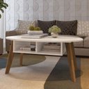 Ver imagem 2 de Mesa de Centro Tampo Oval 2 Nichos 100 Cm Off White Cedro Arly
