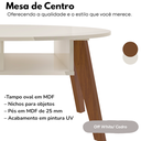 Ver imagem 4 de Mesa de Centro Tampo Oval 2 Nichos 100 Cm Off White Cedro Arly